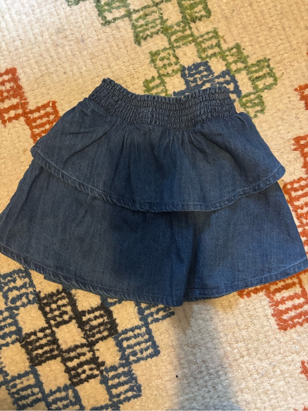 Mini Boden Dark Blue Denim Tiered Skirt